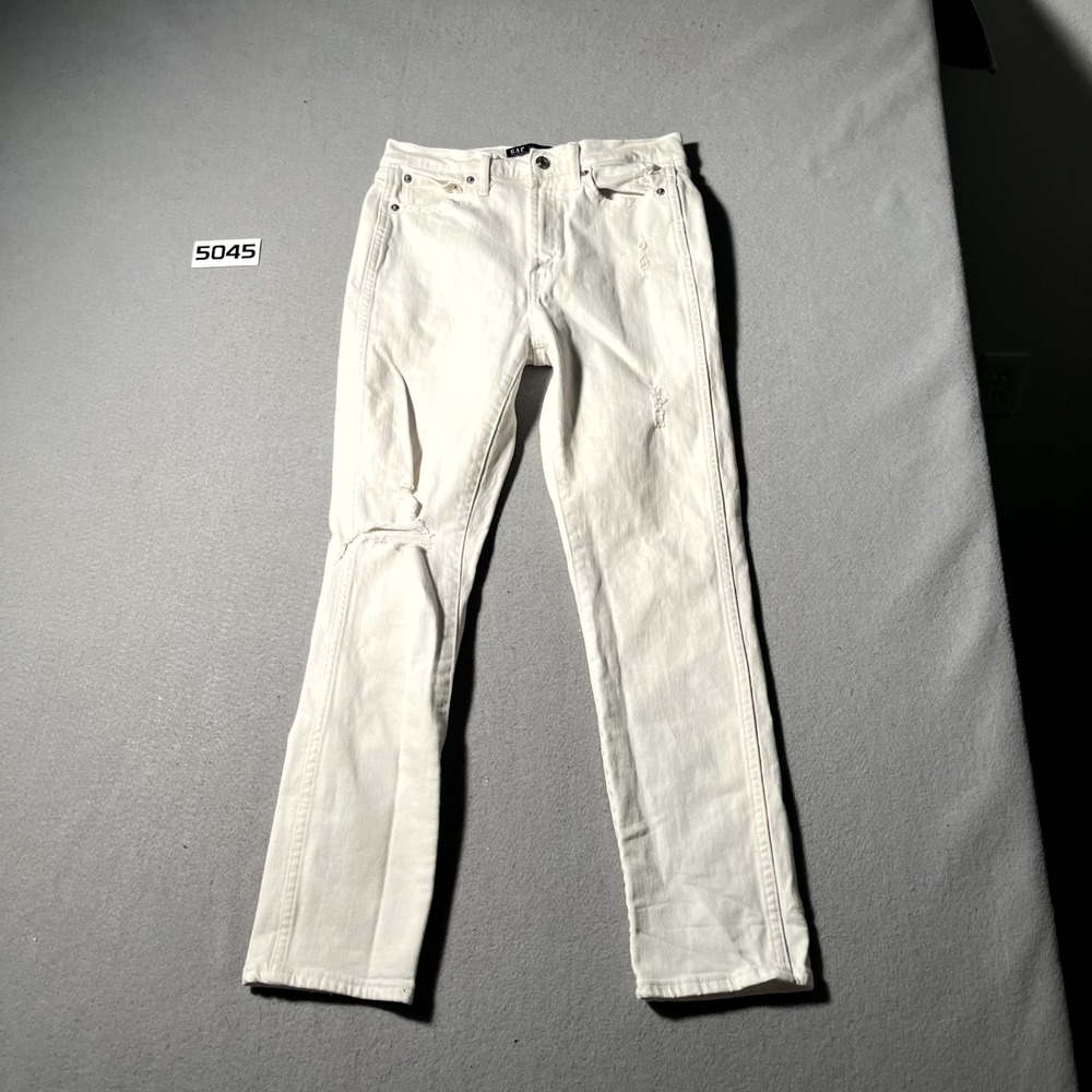 Gap Vintage Slim Jeans Womens 2‎ White Denim Cotton Stretch High Rise Distressed